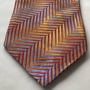Herringbone Chevron Stripe Mens Tie  Multicolored Ermenegido Zegna Silk Necktie